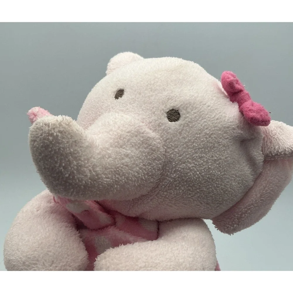 Carter's Pink Plush Elephant Lovey White Polka Dot Infant Security Blanket 13x13